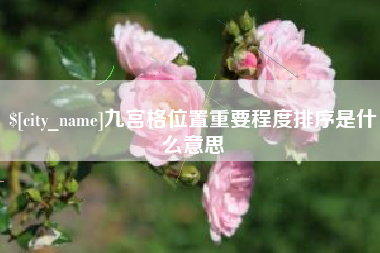 安顺九宫格位置重要程度排序是什么意思