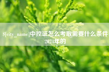 安顺中控证怎么考取需要什么条件2024年的