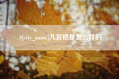 安顺九宫格是怎么样的
